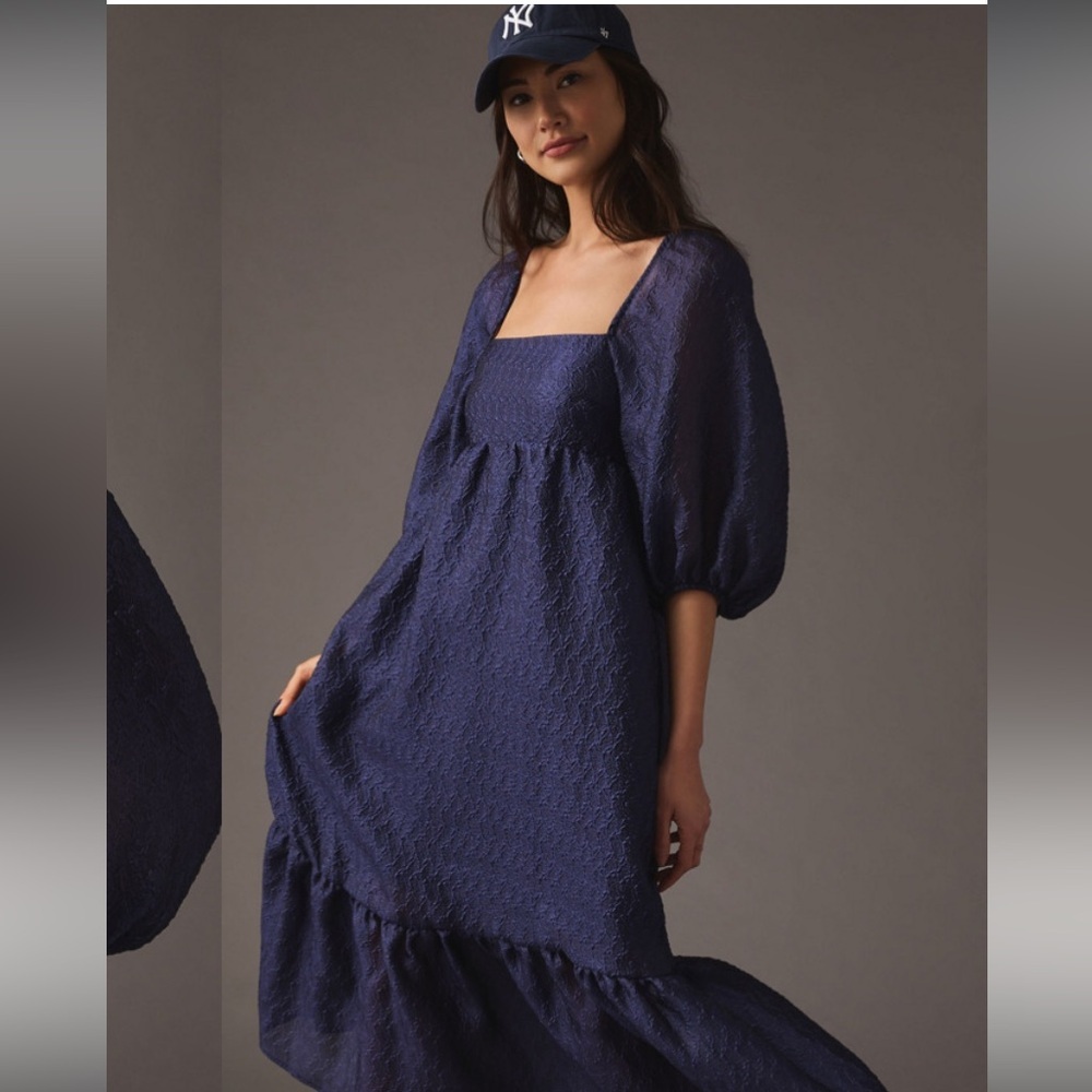 Puff-Sleeve Dress navy iridescent fall party formal boho
Anthropologie $160 - Picture 9 of 9